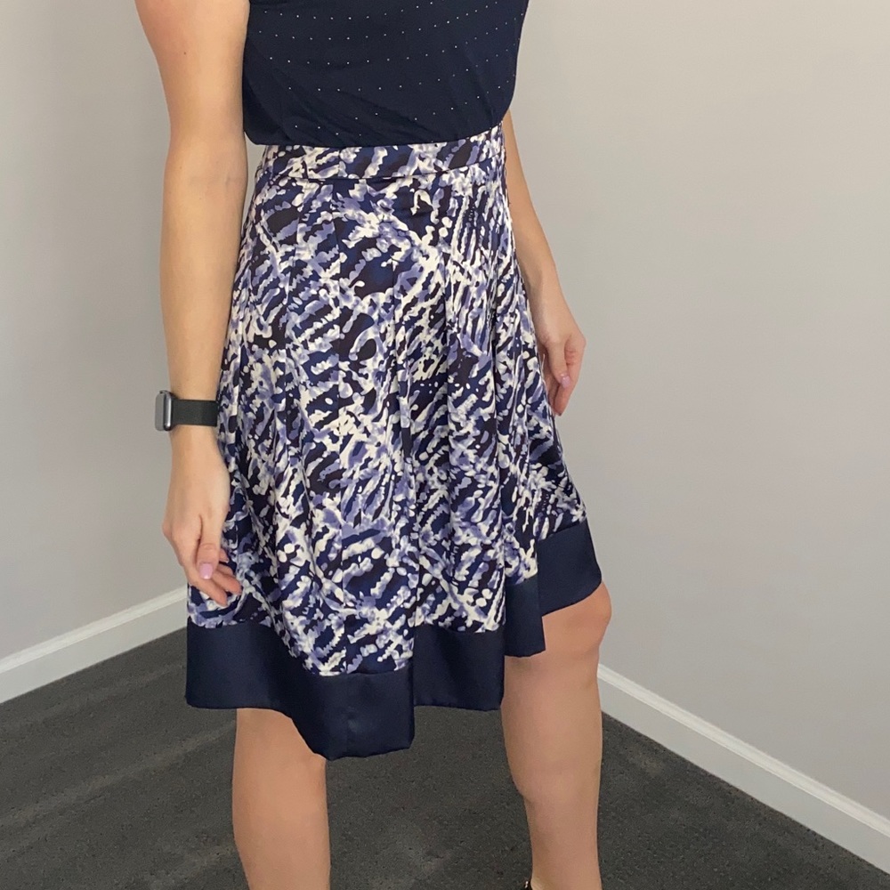 A -line , Pleated Blue Skirt